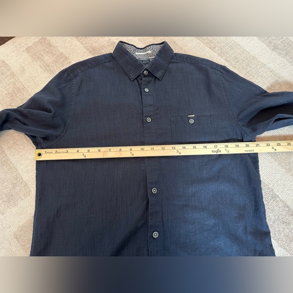 Ted Baker Men’s Linen & Cotton Blend Blue Long Sleeve Button Down Shirt (Sz 4/L) - Picture 6 of 8